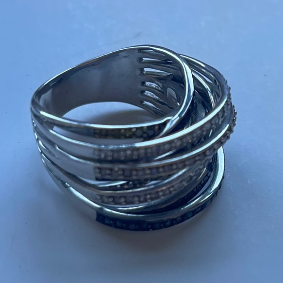 Crossover multicolored diamond ring - Picture 9 of 9